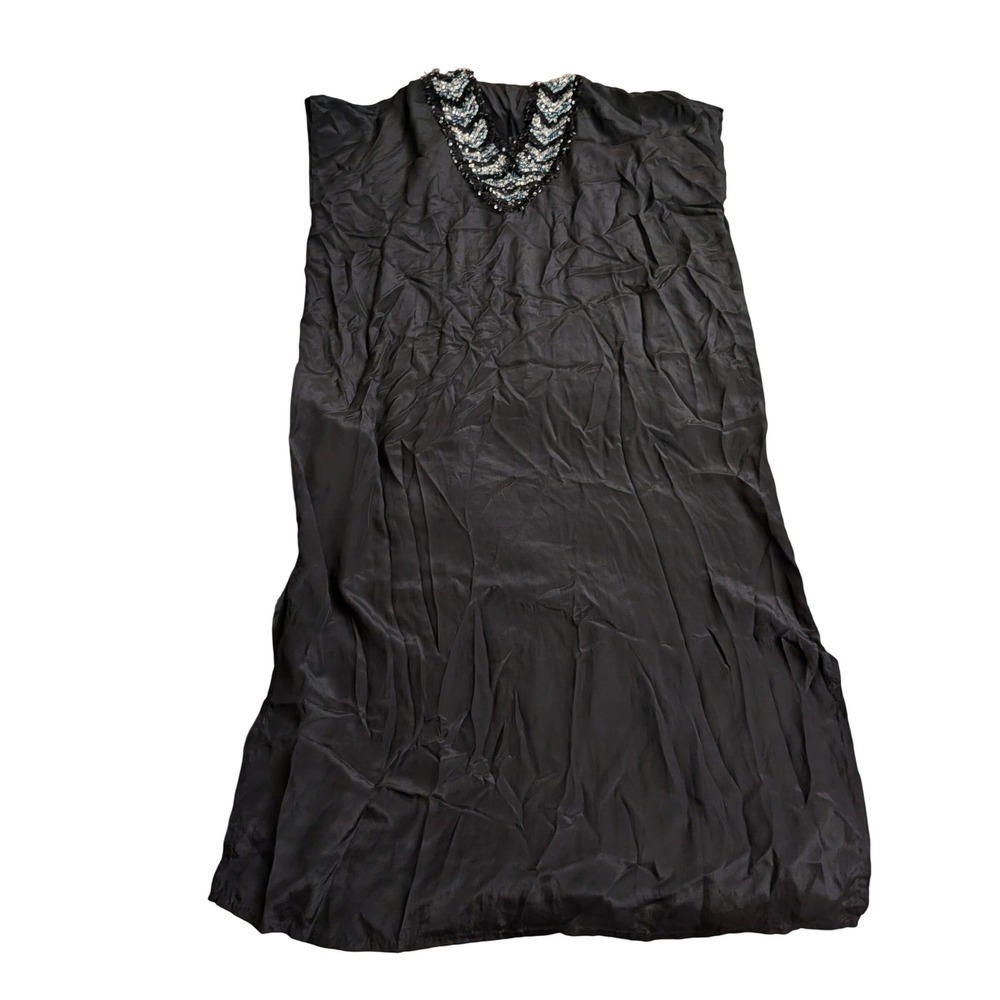 Antik Batik Zina Kaftan 100% Silk Black‎ Sequin Embellished Maxi One size NEW